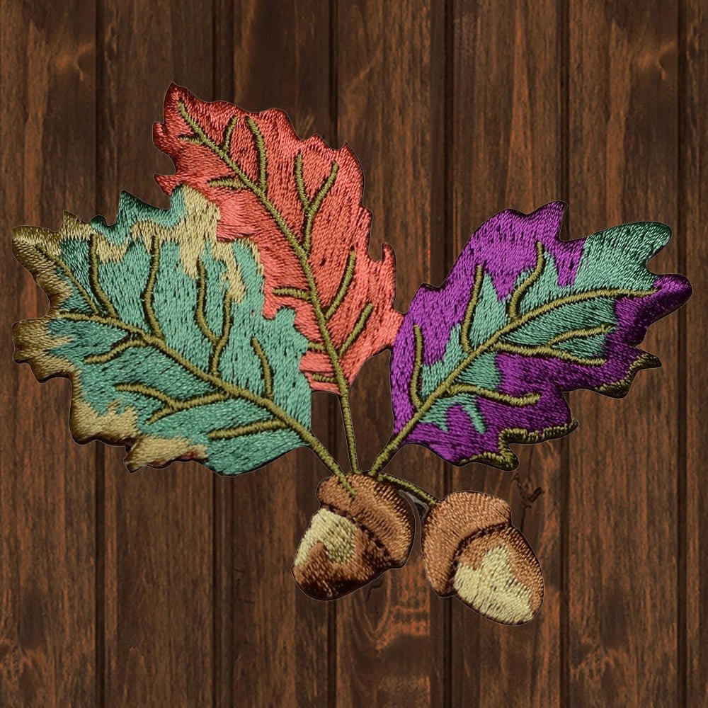 embroidered iron on sew on patch fall leaves acorns