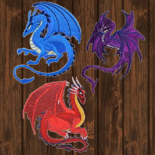 embroidered iron on sew on patch fantasy dragon set