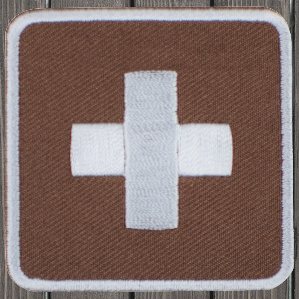 embroidered iron on sew on patch first aid sign