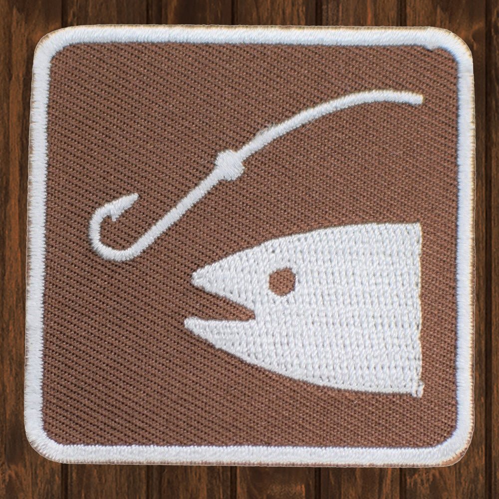 embroidered iron on sew on patch fishing sign