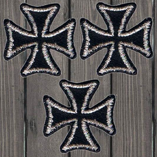 embroidered iron on sew on patch fleury cross gold black