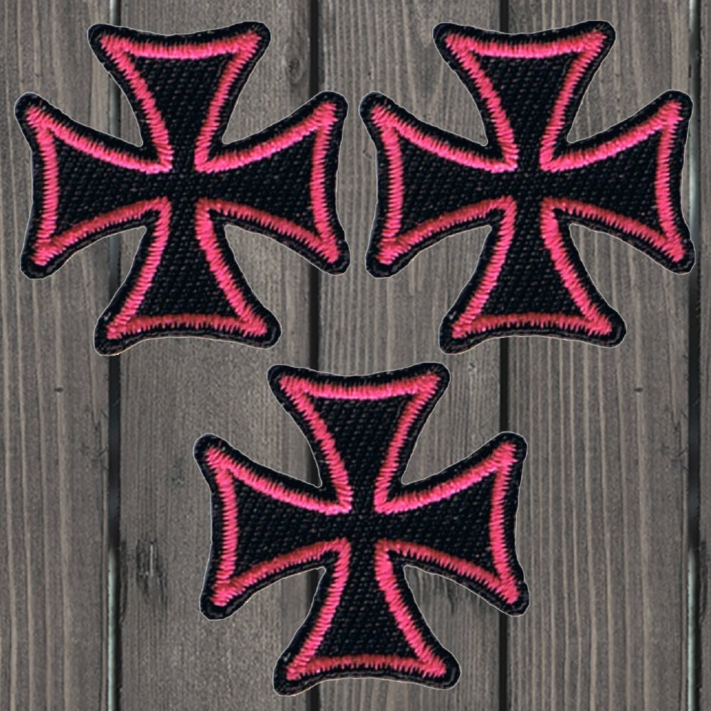 embroidered iron on sew on patch fleury cross red black