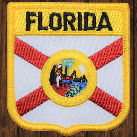 embroidered iron on sew on patch florida sheild
