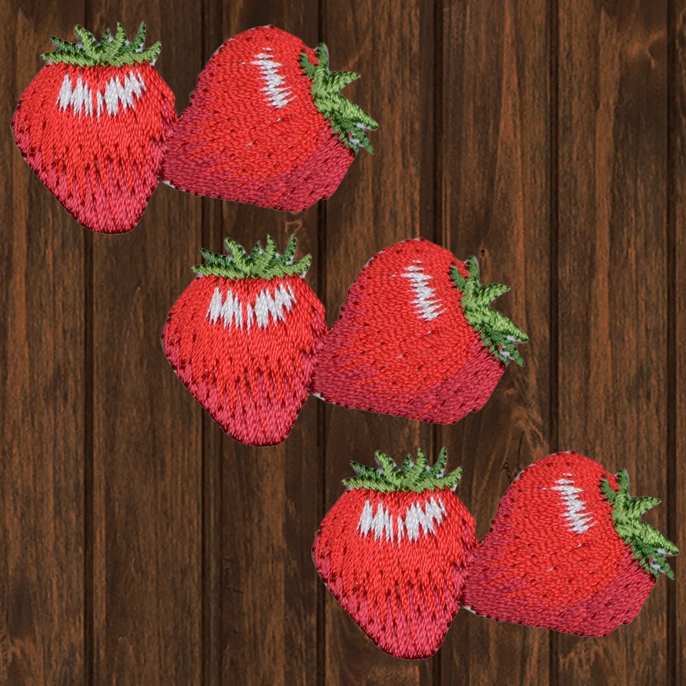 embroidered iron on sew on patch garden produce red strawberry