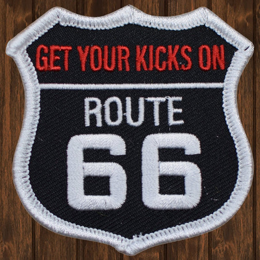 embroidered iron on sew on patch get your kicks 66
