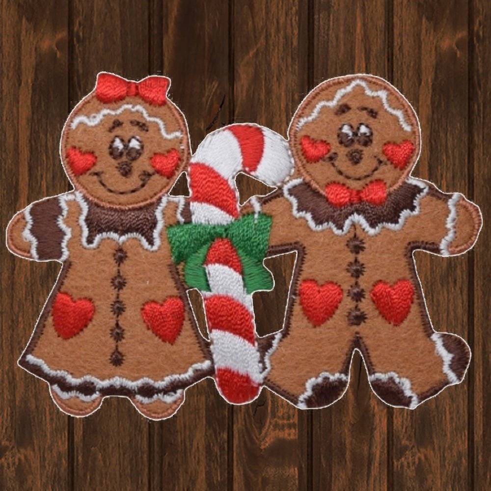 embroidered iron on sew on patch gingerbread couple