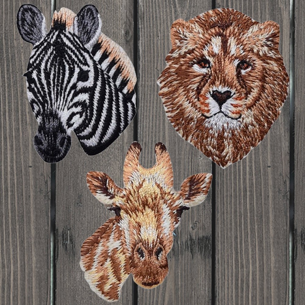 embroidered iron on sew on patch giraffe zebra lion