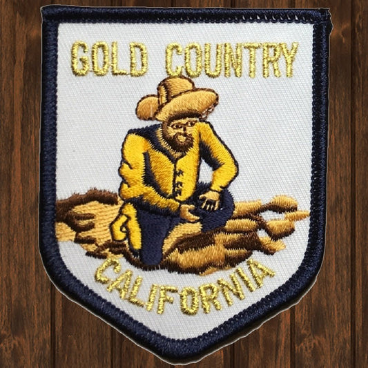 embroidered iron on sew on patch gold country california