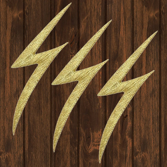 embroidered iron on sew on patch gold lightning bolt