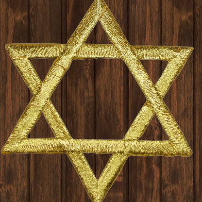embroidered iron on sew on patch gold star of david 2