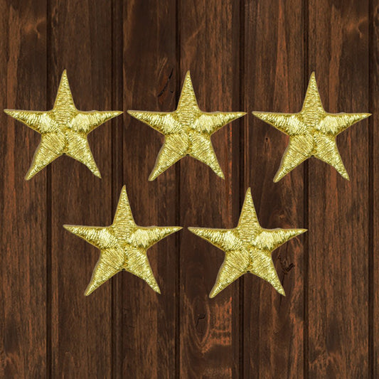 embroidered iron on sew on patch gold stars 5 pack