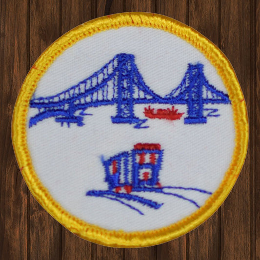 embroidered iron on sew on patch golden gate san francisco blue