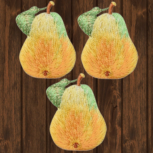 embroidered iron on sew on patch golden pear fruit