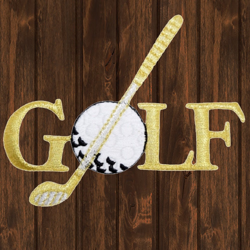 embroidered iron on sew on patch golf gold