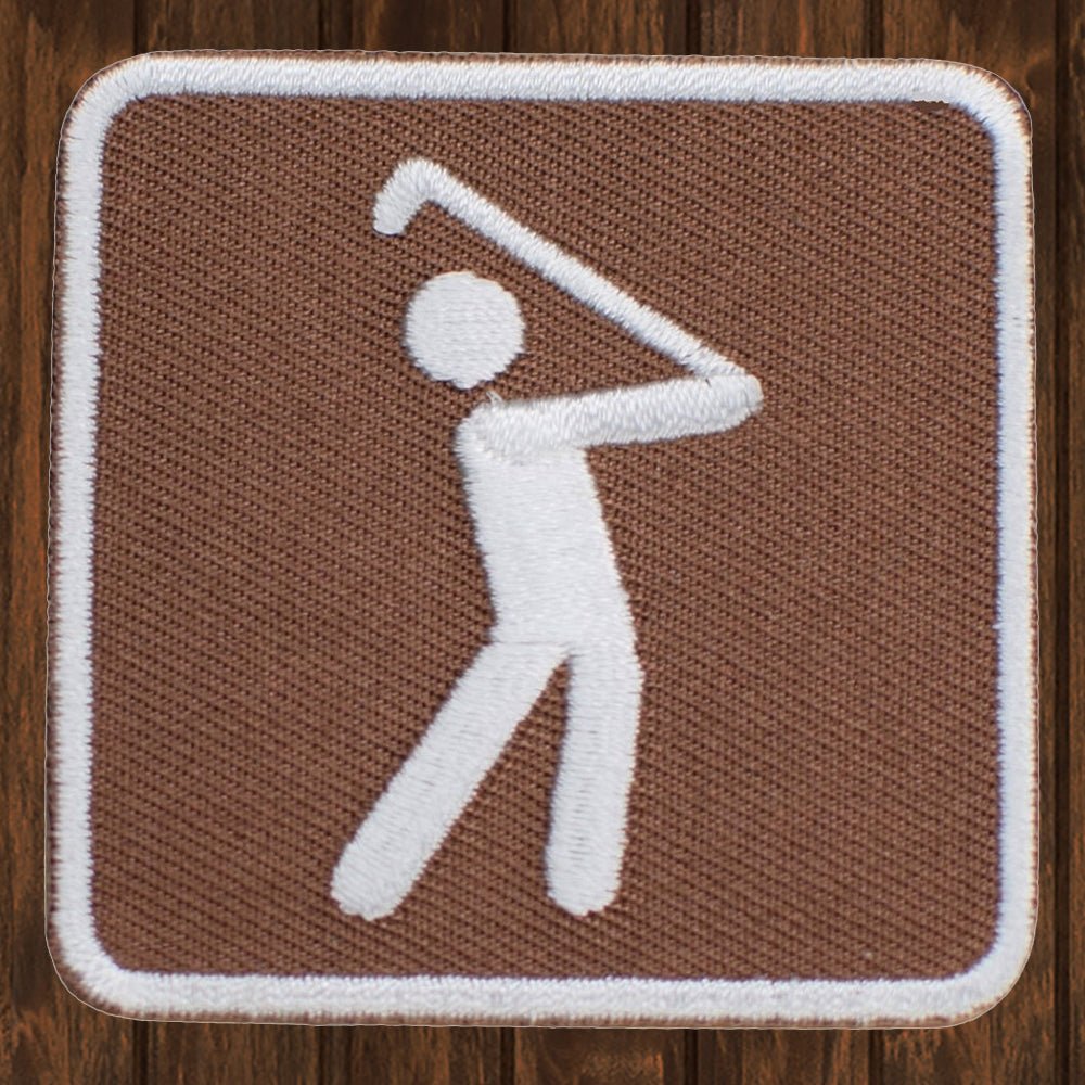 embroidered iron on sew on patch golfing