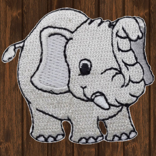 embroidered iron on sew on patch gray baby elephant