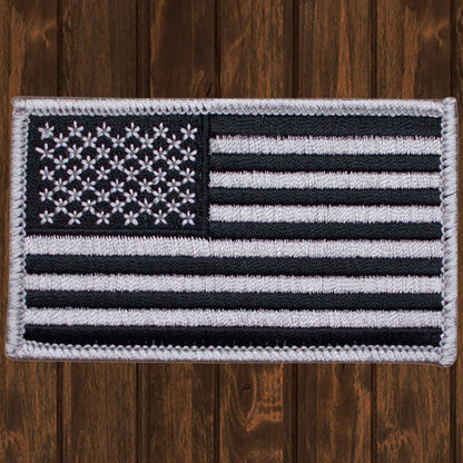 Black & White American Flag Iron-On Patch