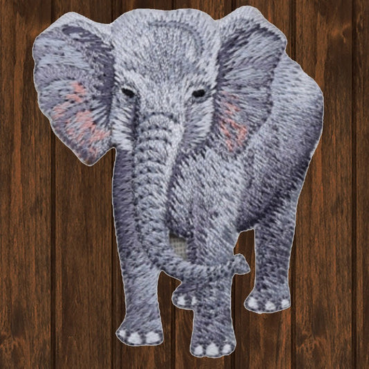 embroidered iron on sew on patch gray elephant
