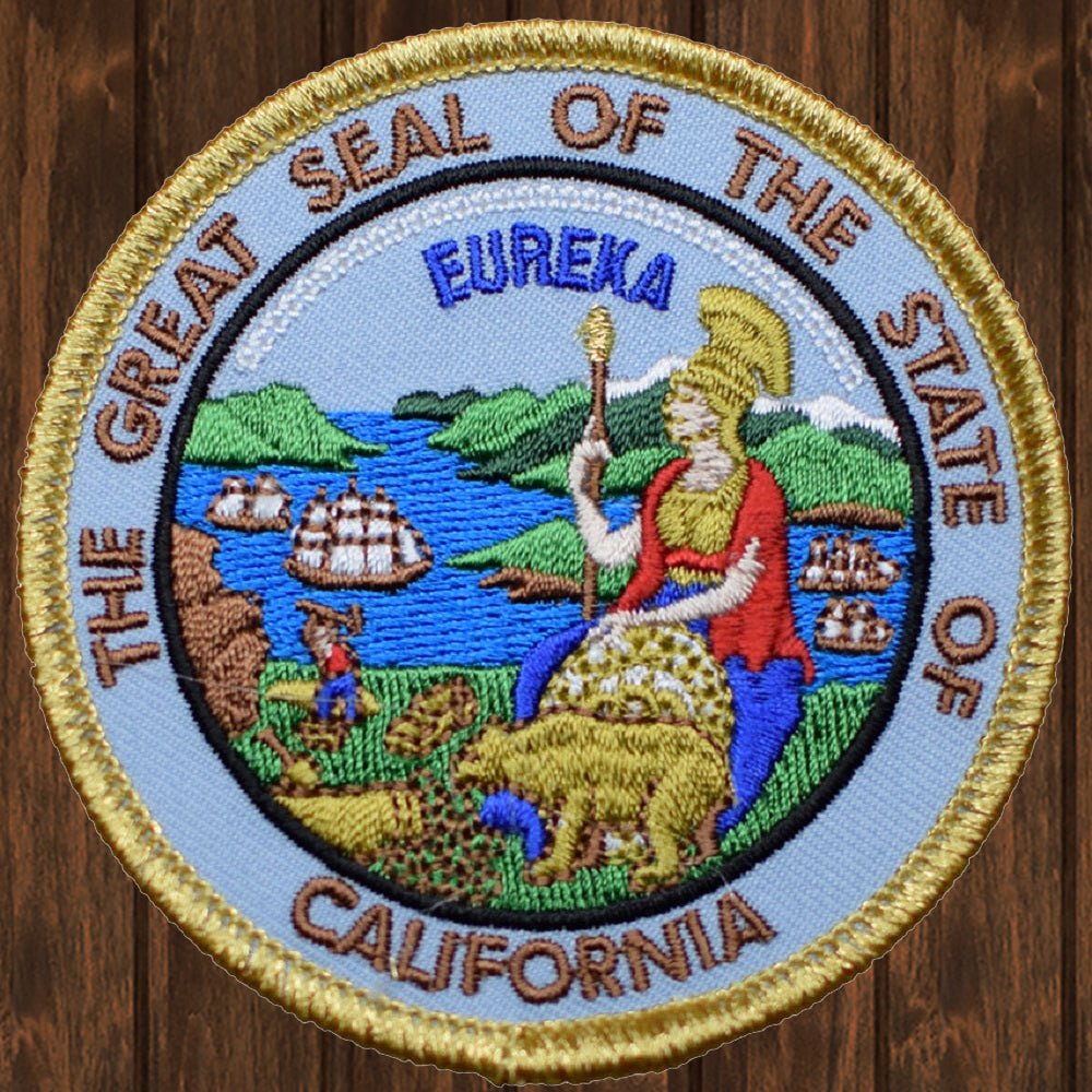 embroidered iron on sew on patch great seal of california eureka