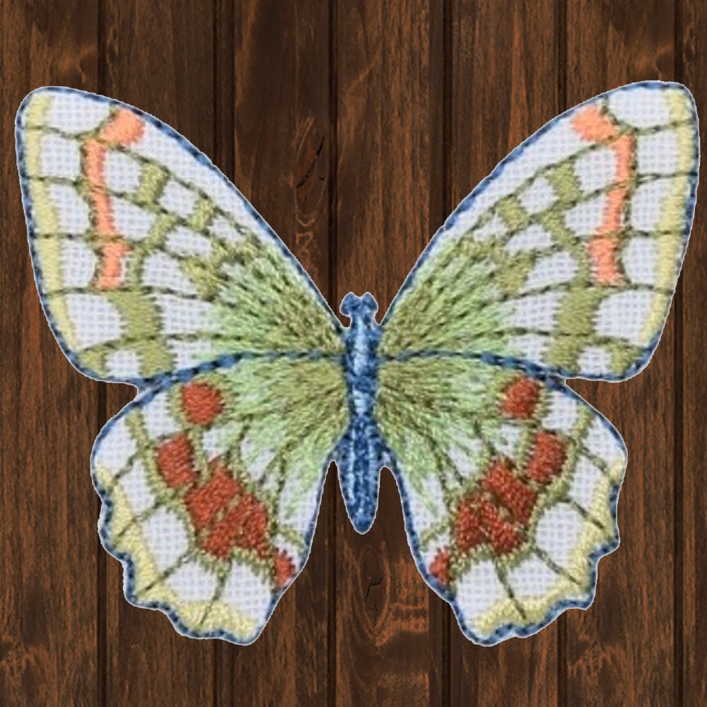 embroidered iron on sew on patch green butterfly