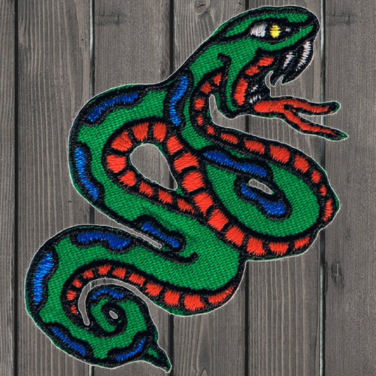 embroidered iron on sew on patch green snake