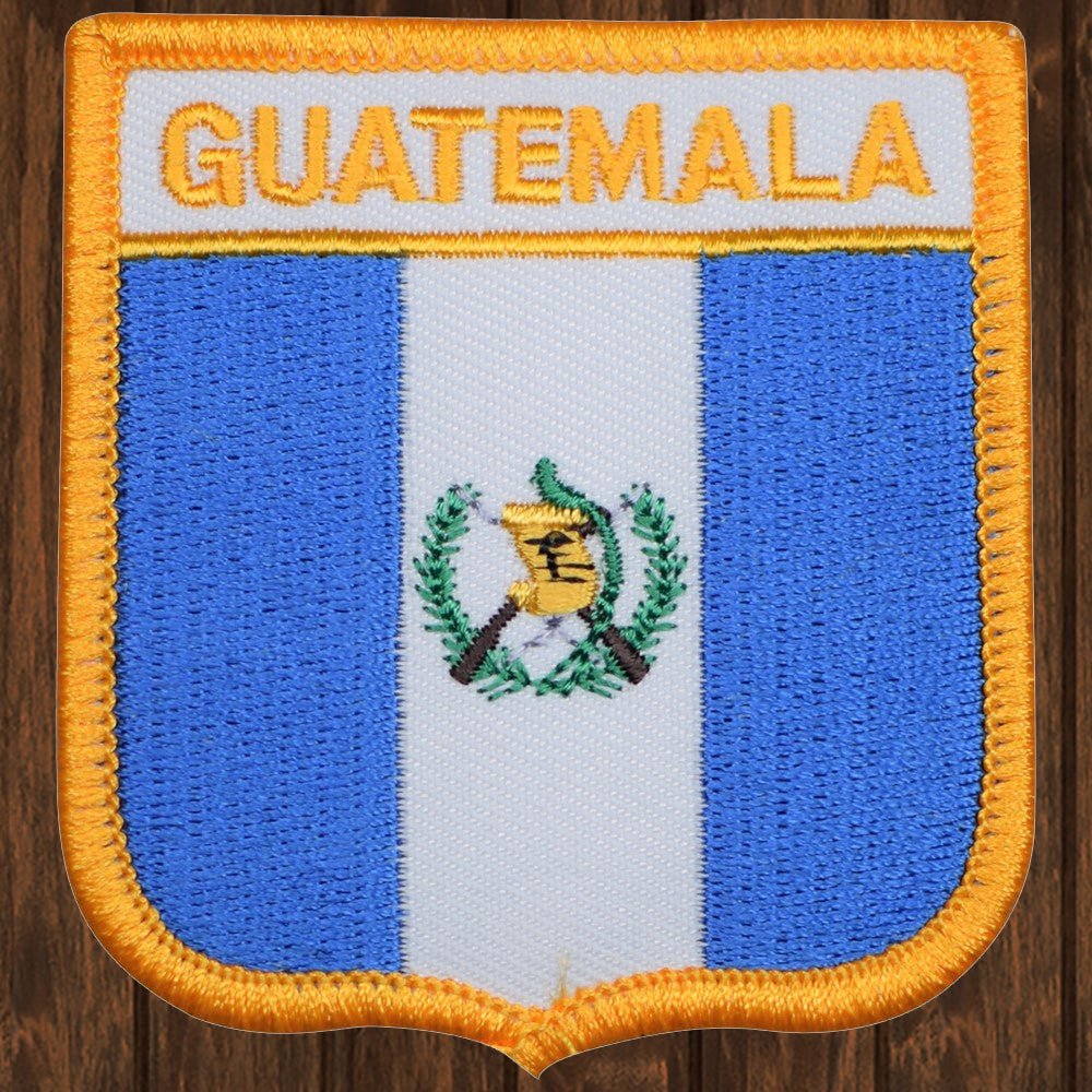 embroidered iron on sew on patch guatemala shield
