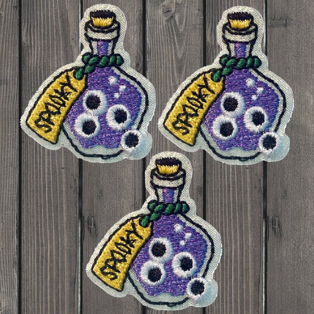 embroidered iron on sew on patch halloween poison bottle 3
