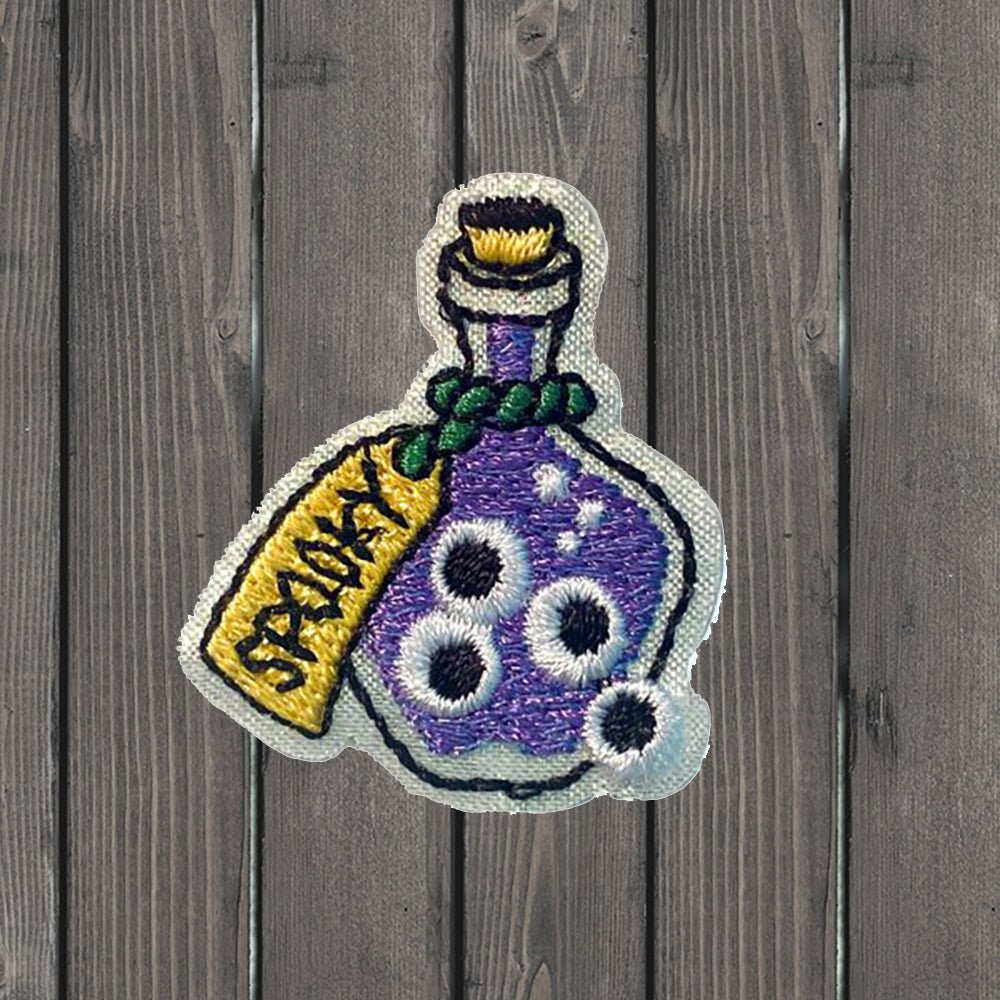 embroidered iron on sew on patch halloween poison bottle