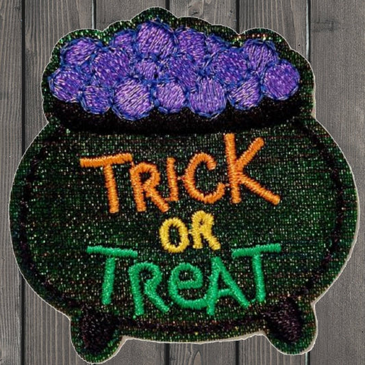 embroidered iron on sew on patch halloween witch cauldron
