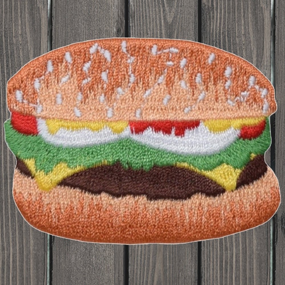 embroidered iron on sew on patch hamburger