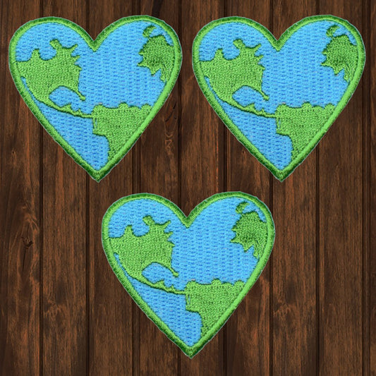 embroidered iron on sew on patch heart earth