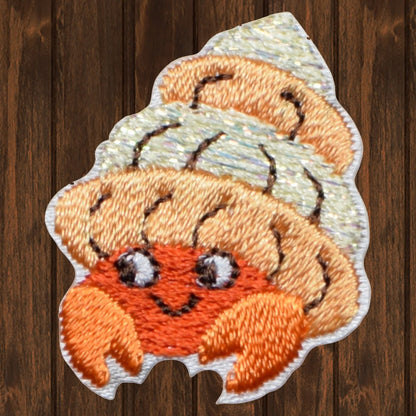 embroidered iron on sew on patch hermit crab