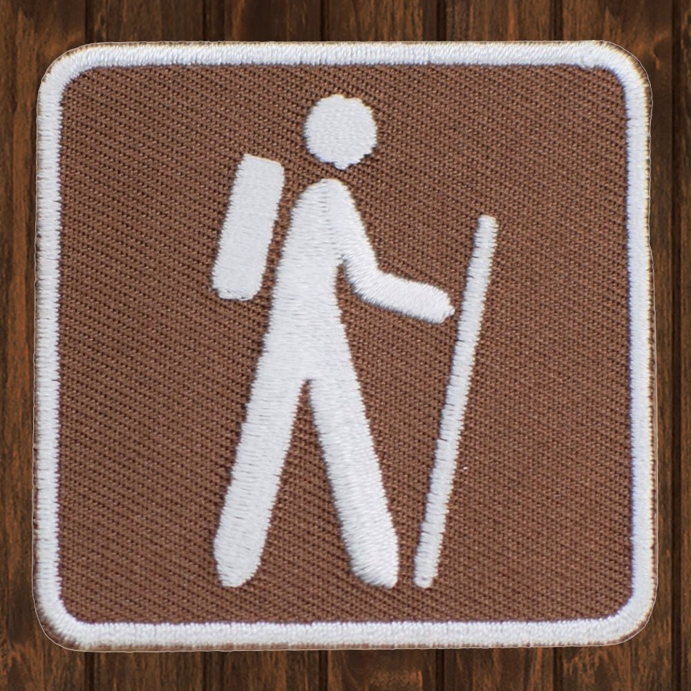 embroidered iron on sew on patch hiking sign