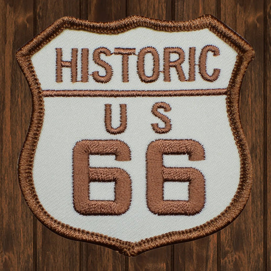 embroidered iron on sew on patch historic u s 66 brown