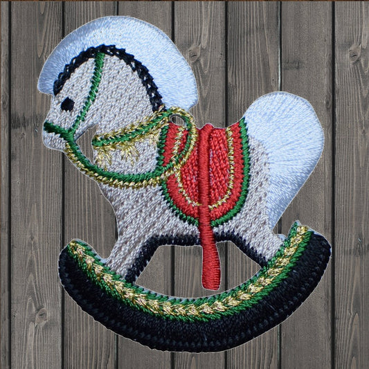 embroidered iron on sew on patch hobby rocking horse