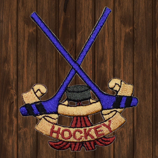 embroidered iron on sew on patch hockey sticks sport