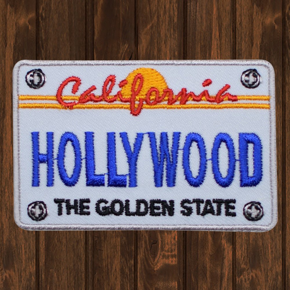 embroidered iron on sew on patch hollywood golden state