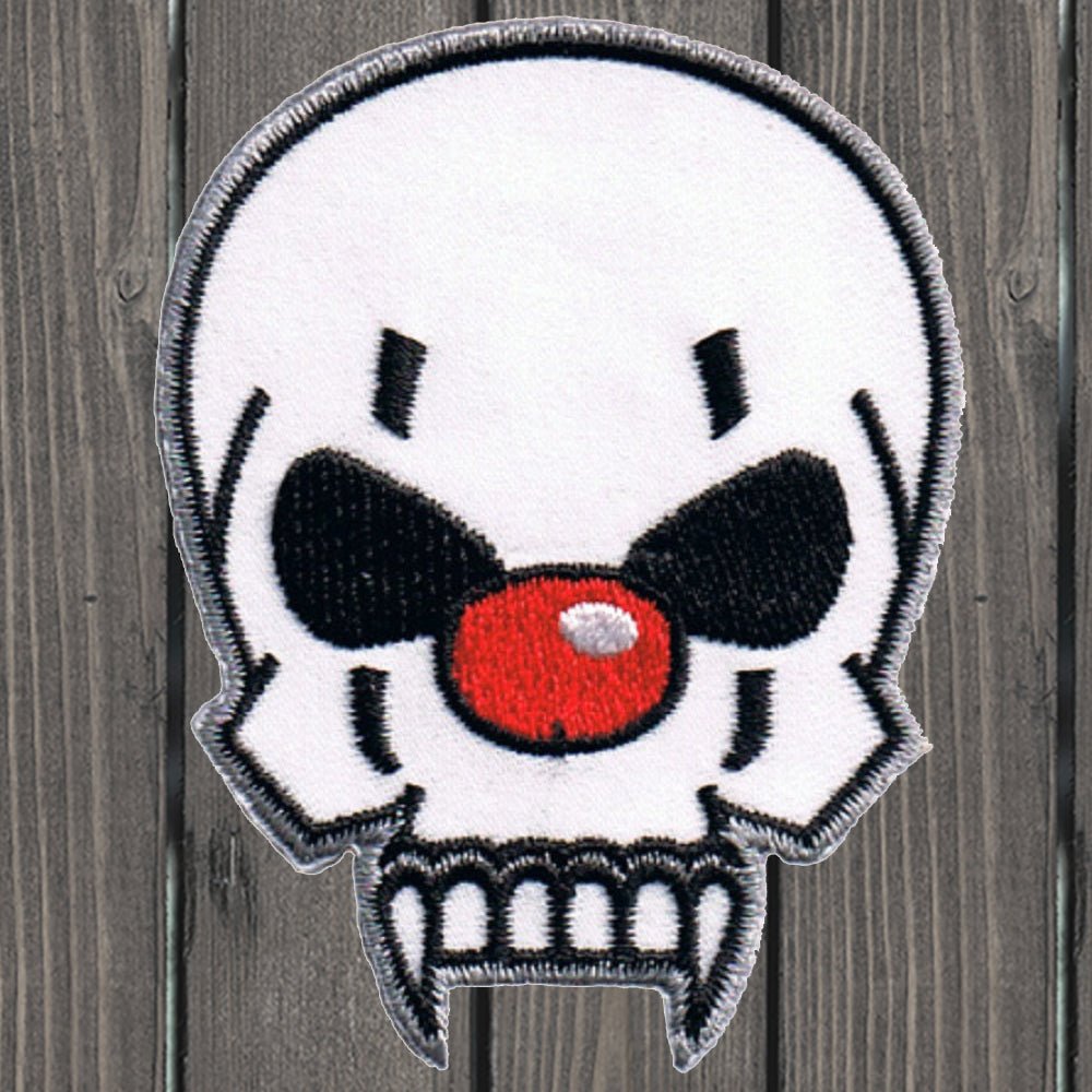 embroidered iron on sew on patch horror clown black white red nose