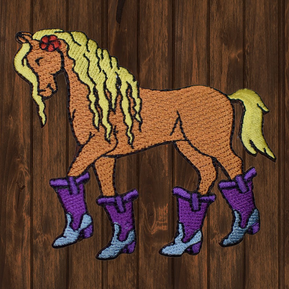 embroidered iron on sew on patch horse boots