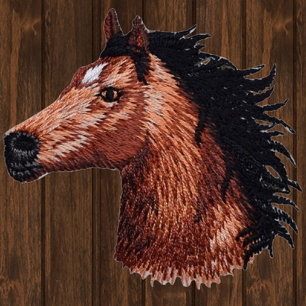 embroidered iron on sew on patch horse head left 2
