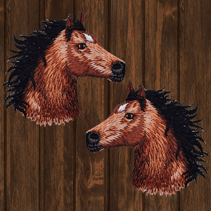embroidered iron on sew on patch horse head set