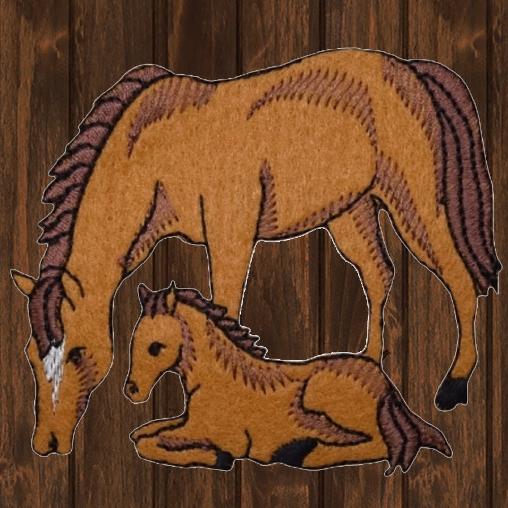 embroidered iron on sew on patch horses mother baby