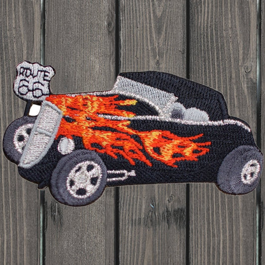 embroidered iron on sew on patch hotrod car 66