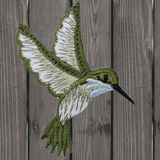embroidered iron on sew on patch hummingbird blue right