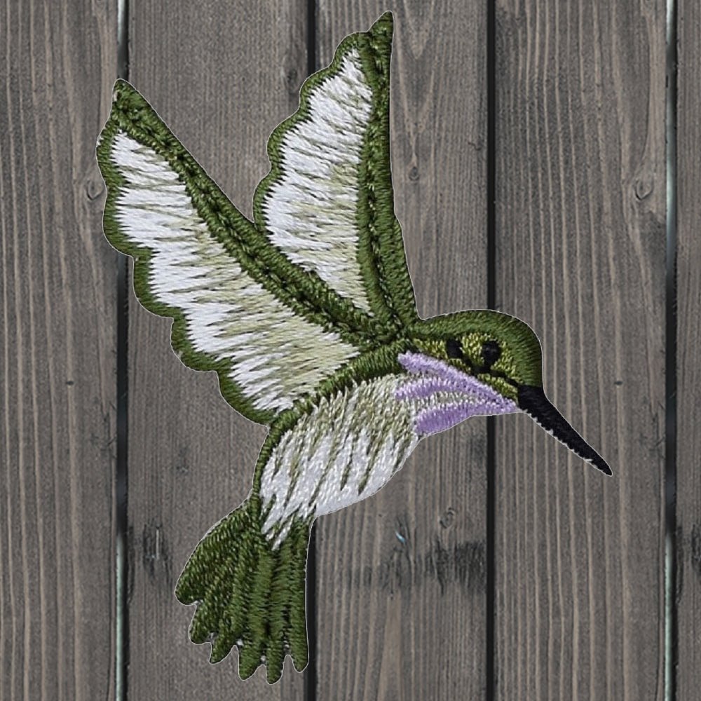 Lavender Hummingbird Embroidered Patch — Iron On