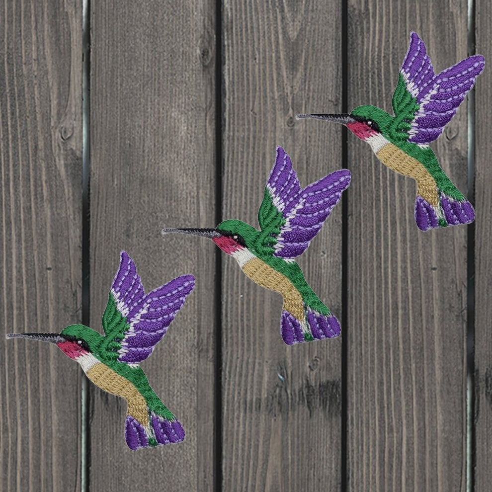 Mini Hummingbird Embroidered Patch — 3-Pack — Iron On | Paddy's Patches