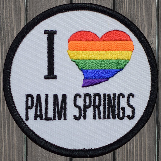 embroidered iron on sew on patch i love palm springs rainbow