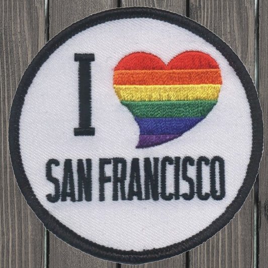 embroidered iron on sew on patch i love san francisco rainbow heart