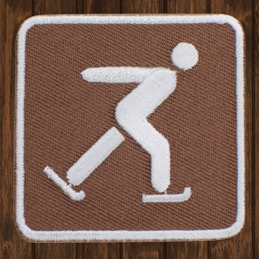 embroidered iron on sew on patch ice skating
