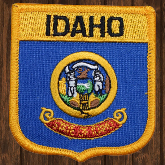 embroidered iron on sew on patch idaho